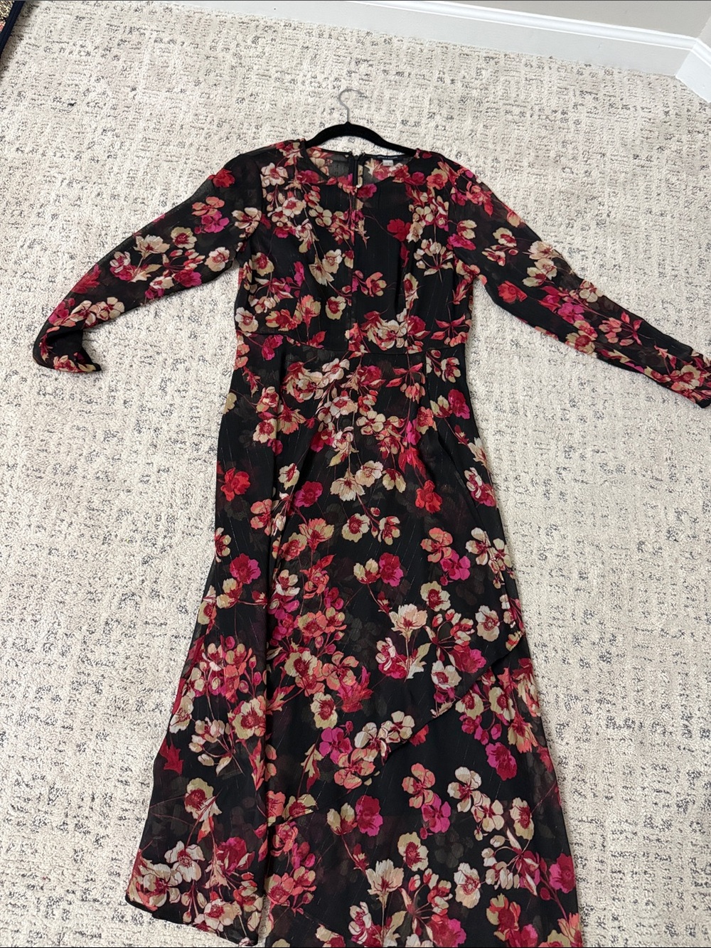 Tommy Hilfiger Black Maxi Dress with Pink & Cream Floral Print